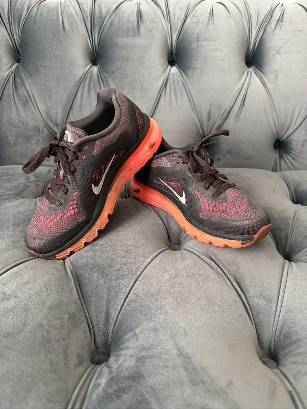 Vintage Y2K Nike Brown and Orange Women's Air Max Sneakers